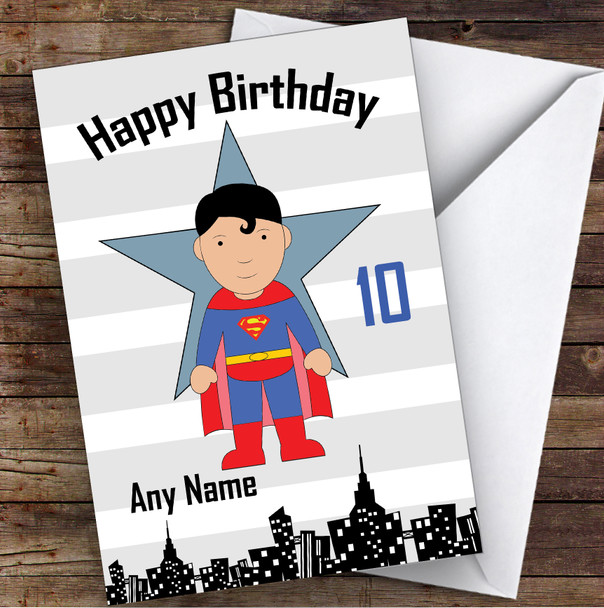 Superhero Any Age Superman Children's Kids Personalized Birthday Card