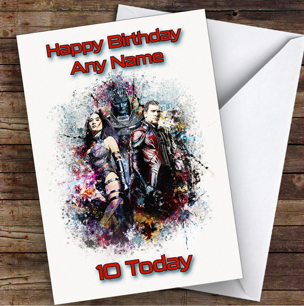 X-Men Watercolor Splatter Children's Kids Personalized Birthday Card