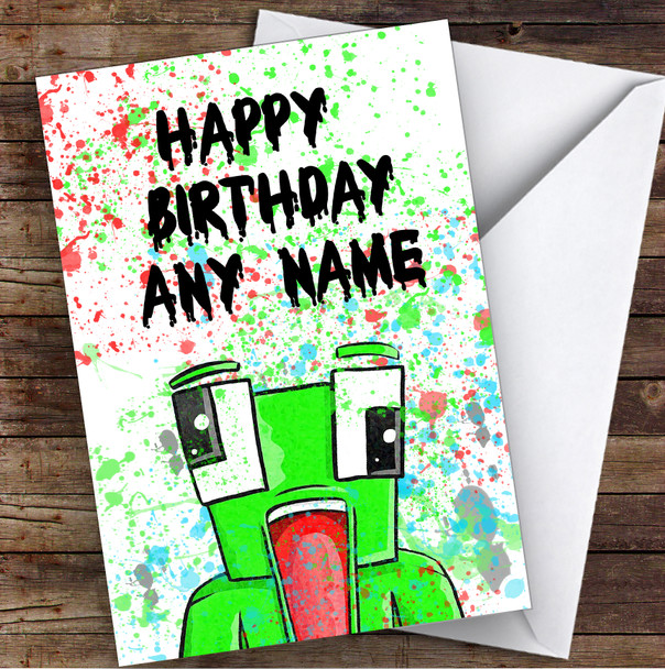 Unspeakable Youtuber Frog Splatter Art Children's Kids Birthday Card