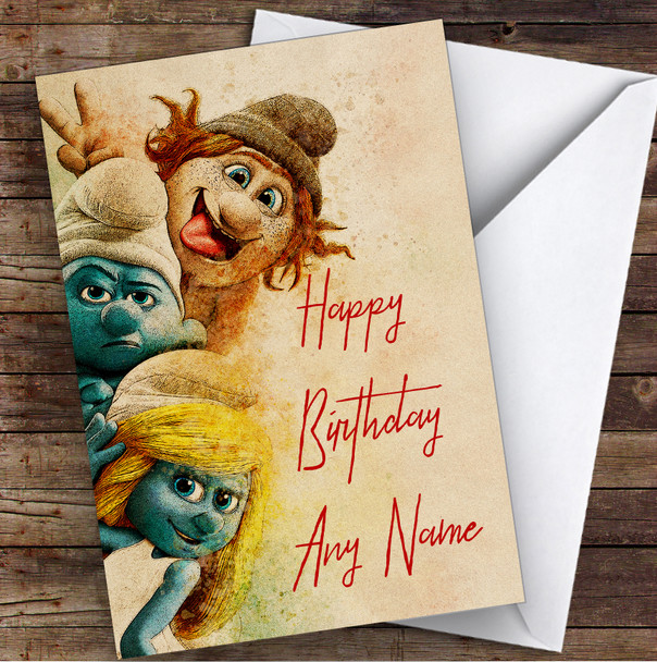 The Smurfs Vintage Retro Children's Kids Personalized Birthday Card