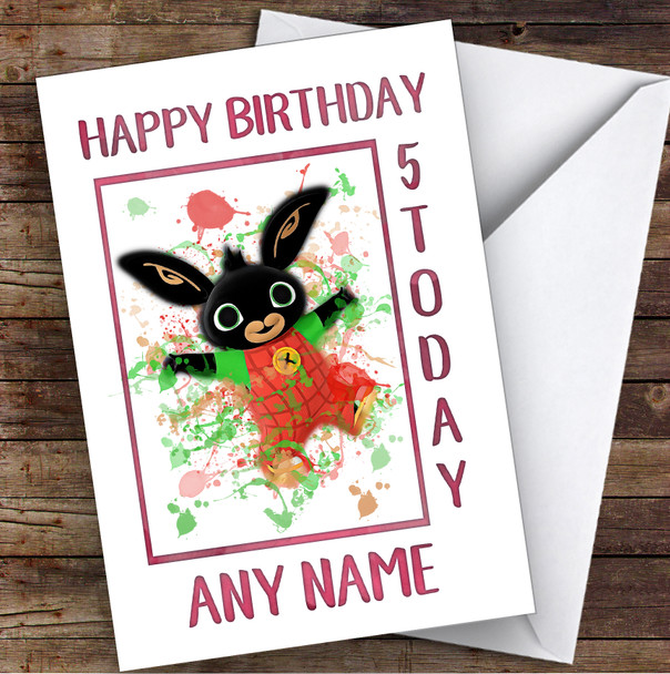 Bing Bunny Splatter Art Children's Kids Personalized Birthday Card