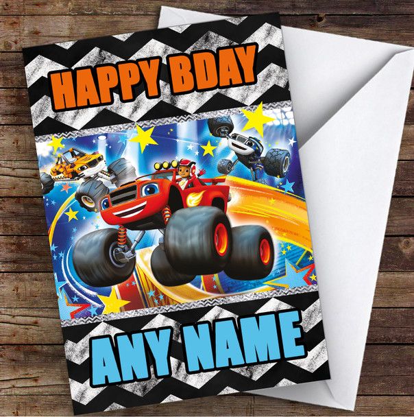 Blaze Tyre Print Style Children's Kids Personalized Birthday Card