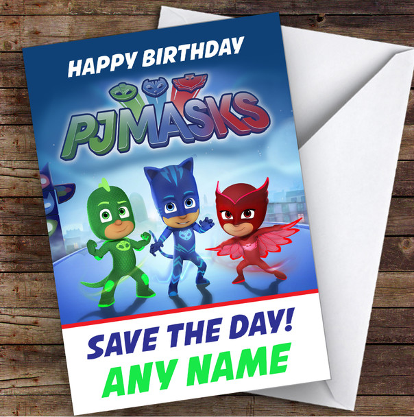 Pj Masks Save The Day Children's Kids Personalized Birthday Card