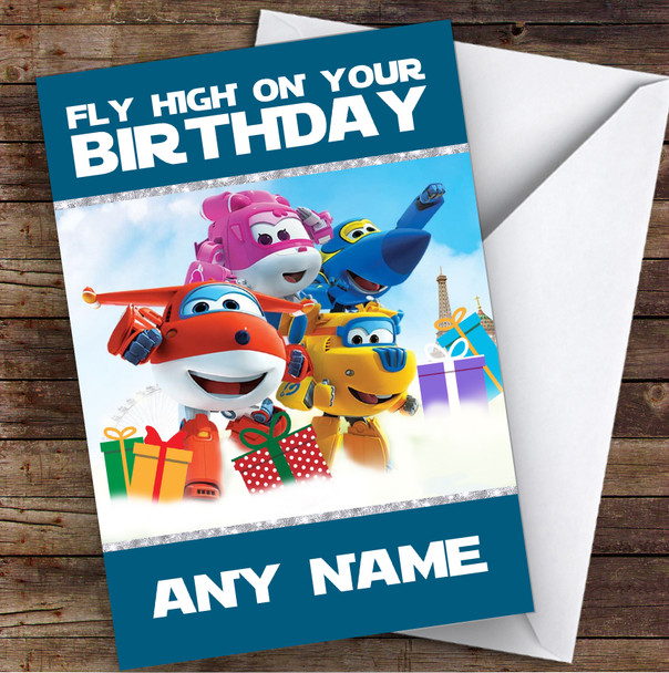 Super Wings Fly High Children's Kids Personalized Birthday Card