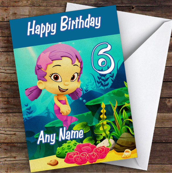 Bubble Guppies Oona Children's Kids Personalized Birthday Card