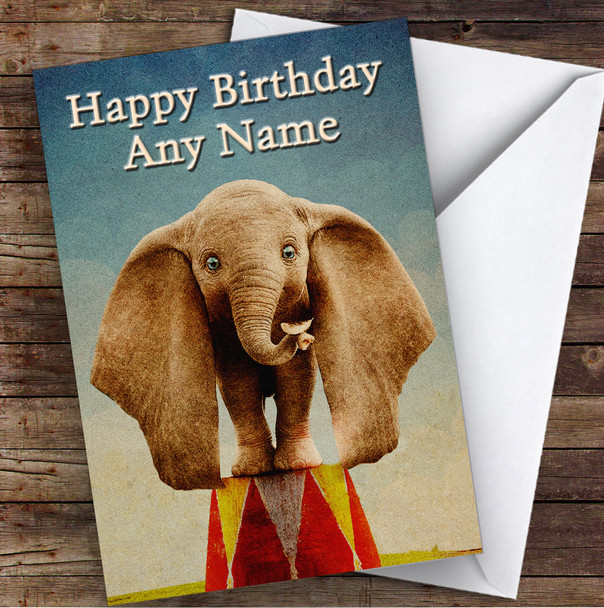 Dumbo Vintage Children's Kids Personalized Birthday Card