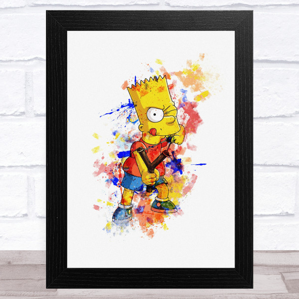 Bart Simpson Watercolor Splatter The Simpsons Children's Kid's Wall Art Print