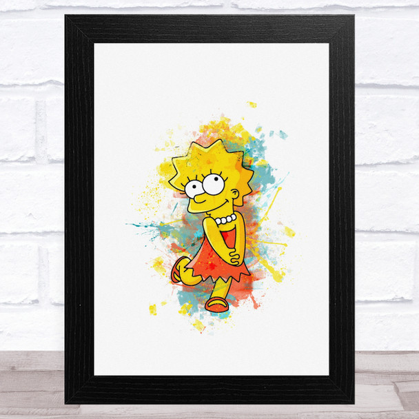 Lisa Simpson Watercolor Splatter The Simpsons Children's Kid's Wall Art Print