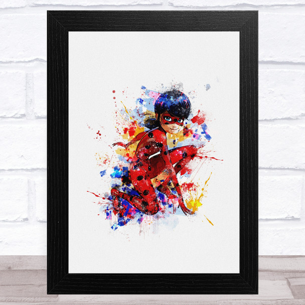 Miraculous Ladybug Watercolor Splatter Children's Kid's Wall Art Print