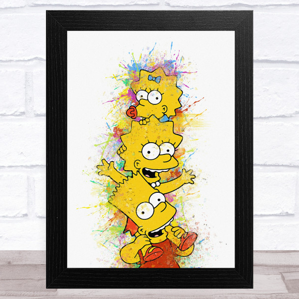 The Simpsons Watercolor Splatter Kids Children's Kid's Wall Art Print