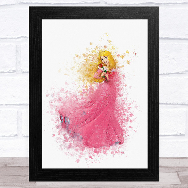 Aurora Princess Watercolor Splatter Children's Kid's Wall Art Print