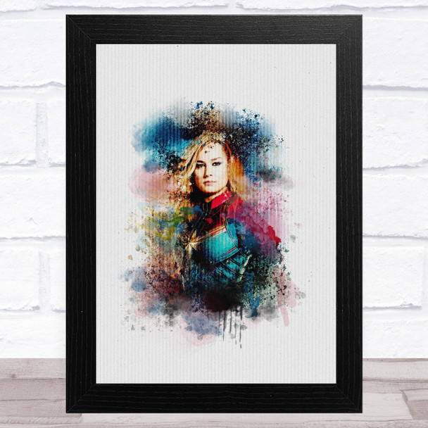 Captain Marvel Watercolor Splatter Children's Kid's Wall Art Print