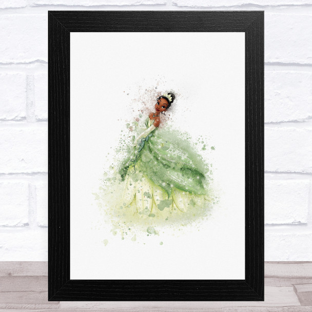 Tiana Princess Watercolor Splatter Children's Kid's Wall Art Print