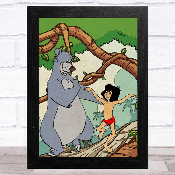 The Jungle Book Mowgli & Baloo Children's Kid's Wall Art Print