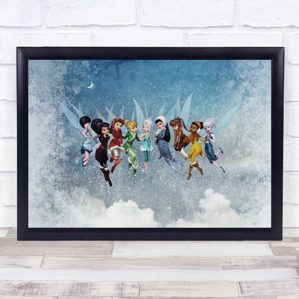 Tinker Bell And Fairies Clouds Children's Kid's Wall Art Print