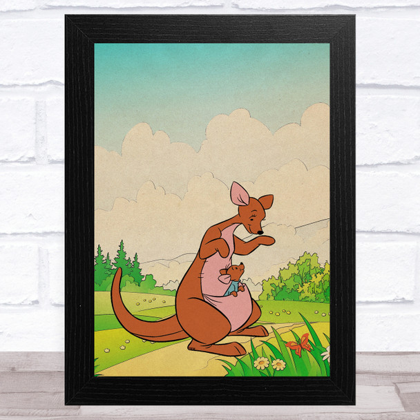 Kanga Winnie The Pooh Vintage Children's Kid's Wall Art Print