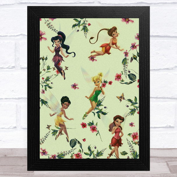 Tinker Bell And Fairies Green Children's Kid's Wall Art Print