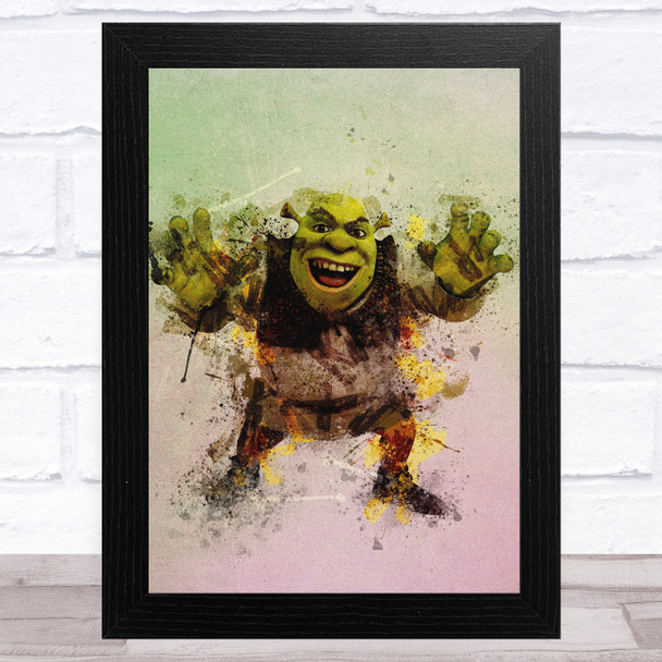 Shrek Watercolor Splatter Children's Kid's Wall Art Print