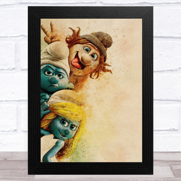 The Smurfs Vintage Retro Children's Kid's Wall Art Print