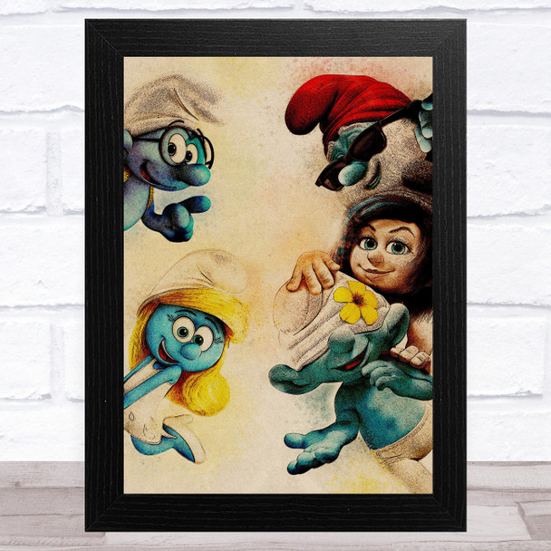 The Smurfs Retro Children's Kid's Wall Art Print