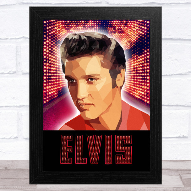 Elvis Presley Polygon Neon Fame Lights Celeb Wall Art Print