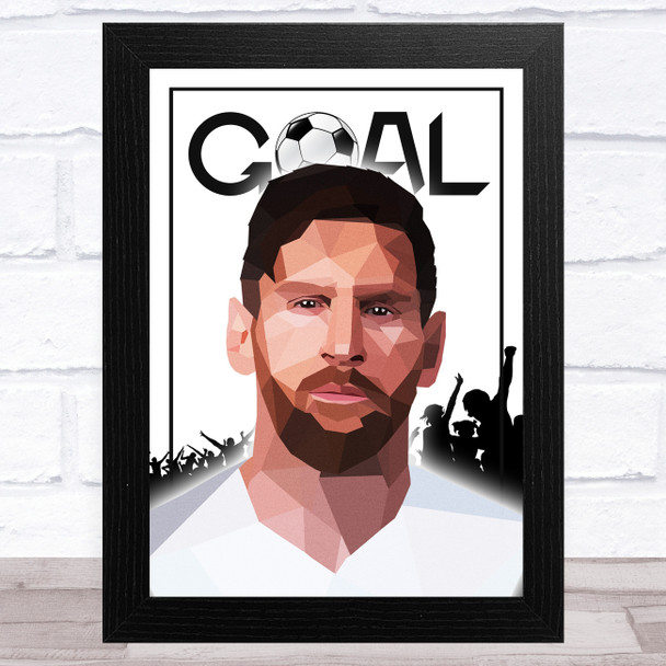 Lionel Messi Polygon Goal & Crowd Celeb Wall Art Print
