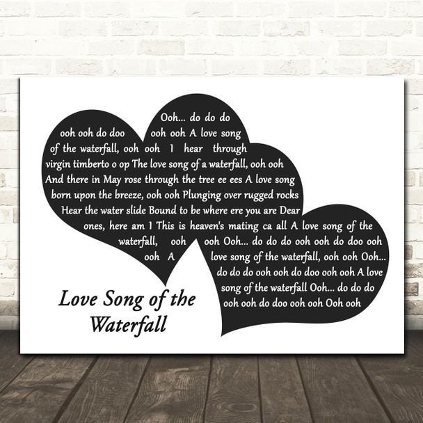 Slim Whitman Love Song of the Waterfall Landscape Black & White Two Hearts Song Lyric Art Print