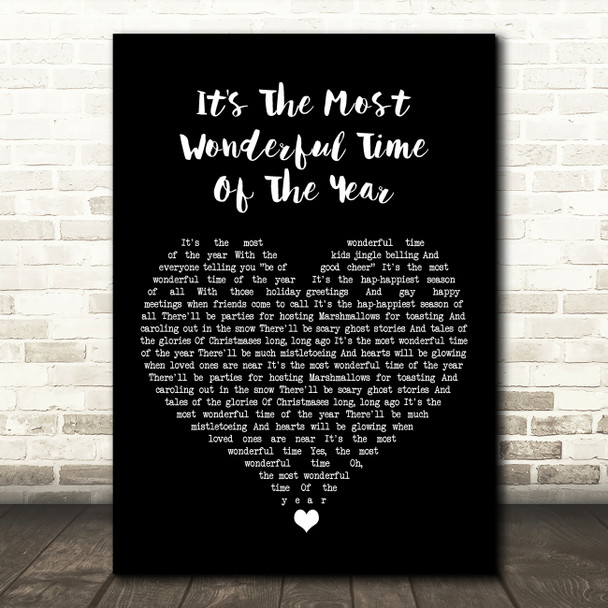 Andy Williams It's The Most Wonderful Time Of The Year Black Heart Song Lyric Art Print