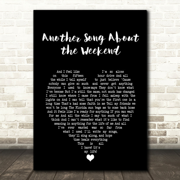 A Day to Remember Another Song About the Weekend Black Heart Song Lyric Art Print