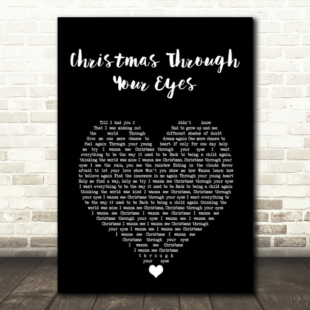 Gloria Estefan Christmas Through Your Eyes Black Heart Song Lyric Art Print