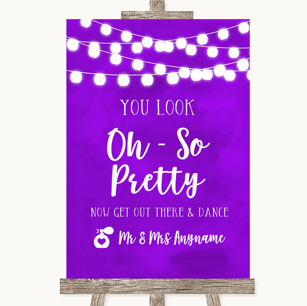 Purple Watercolour Lights Toilet Get Out & Dance Personalized Wedding Sign