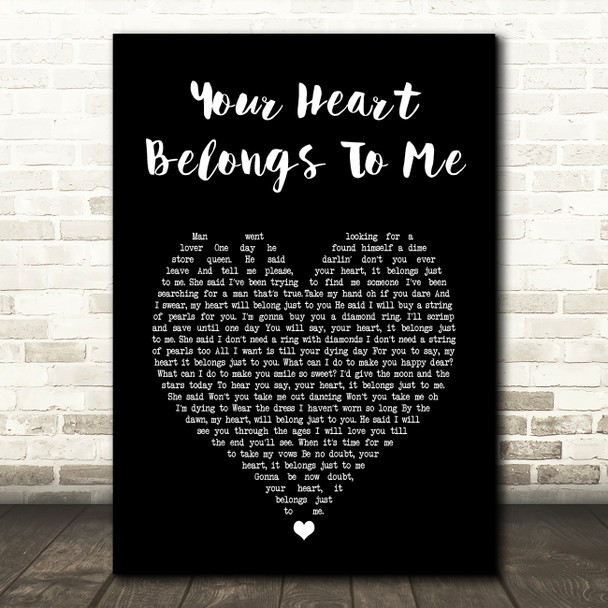 Jarrod Dickenson Your Heart Belongs To Me Black Heart Song Lyric Art Print