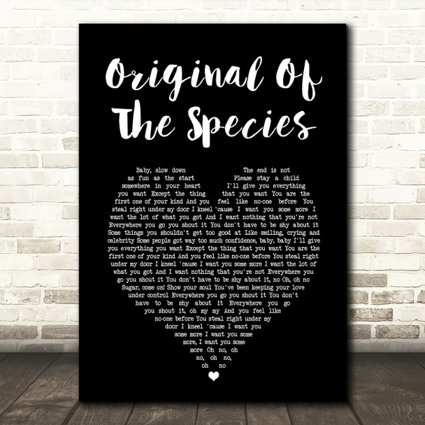 U2 Original Of The Species Black Heart Song Lyric Art Print