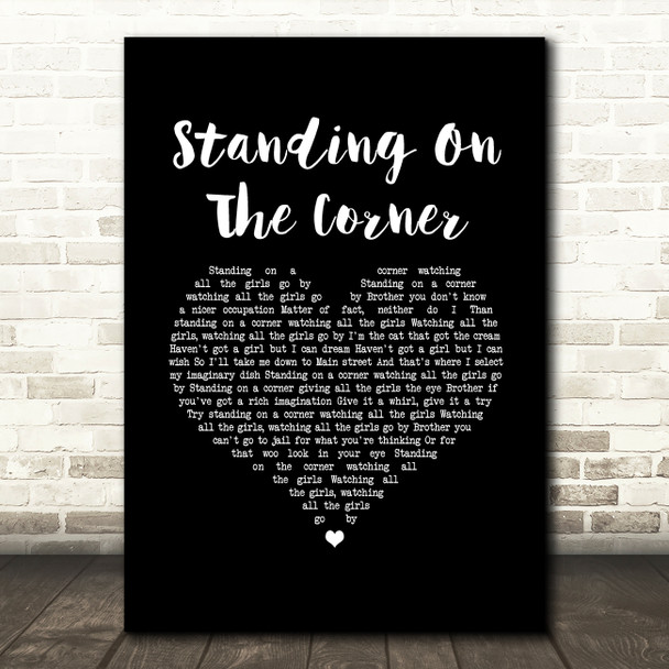 Dean Martin Standing On The Corner Black Heart Song Lyric Art Print