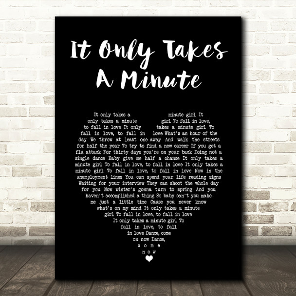 Take That It Only Takes A Minute Black Heart Song Lyric Art Print