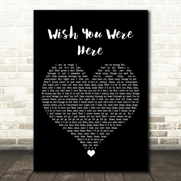 Avril Lavigne Wish You Were Here Black Heart Song Lyric Art Print