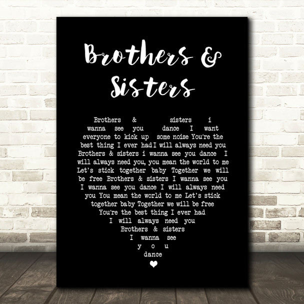 2 Funky 2 Brothers & Sisters Black Heart Song Lyric Art Print