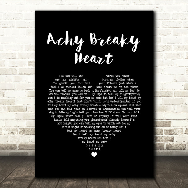 Billy Ray Cyrus Achy Breaky Heart Black Heart Song Lyric Art Print