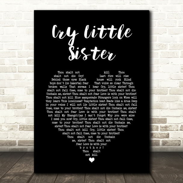 Gerard McMahon Cry Little Sister Black Heart Song Lyric Art Print