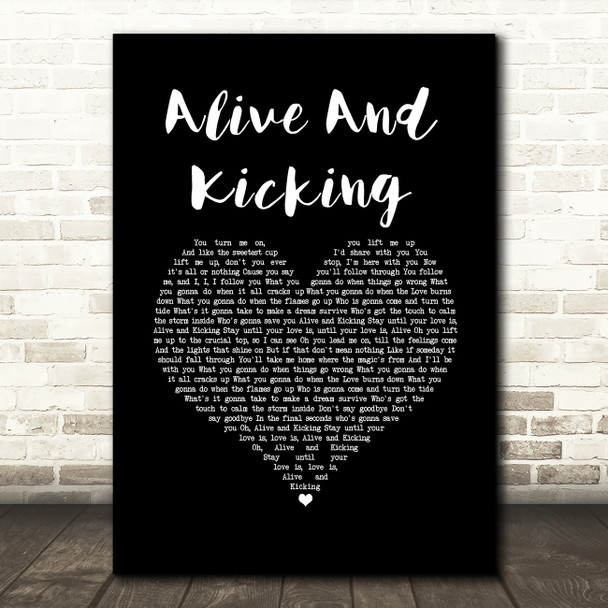 Simple Minds Alive And Kicking Black Heart Song Lyric Art Print