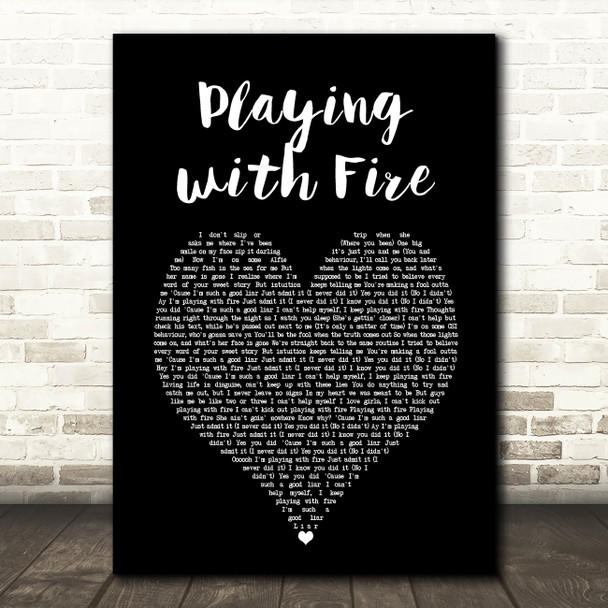 N-Dubz Playing with Fire Black Heart Song Lyric Art Print