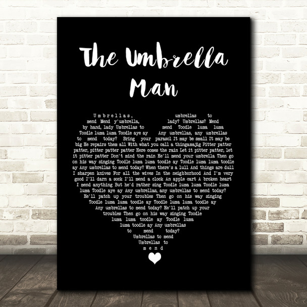 Flanagan & Allen The Umbrella Man Black Heart Song Lyric Art Print