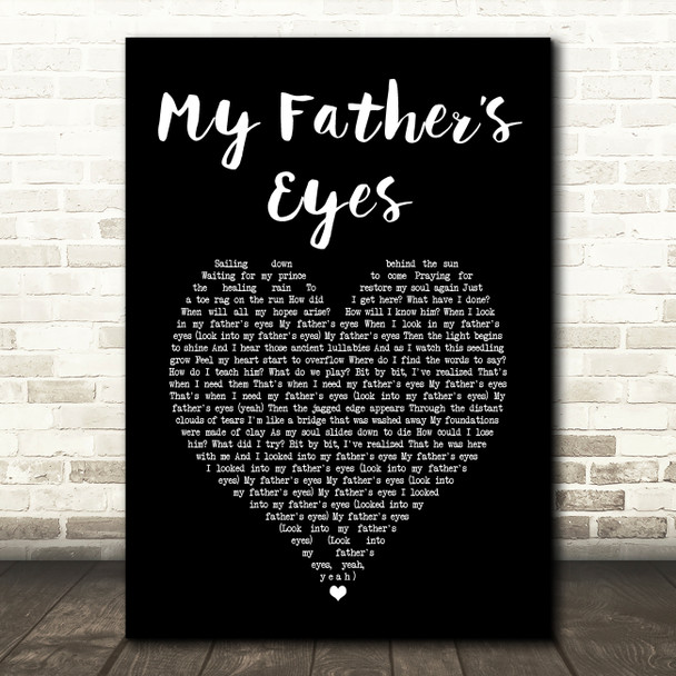 Eric Clapton My Fathers Eyes Black Heart Song Lyric Art Print