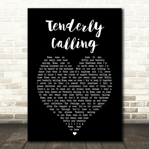 John Denver Tenderly Calling Black Heart Song Lyric Art Print
