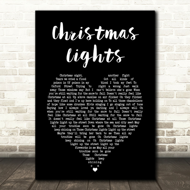 Coldplay Christmas Lights Black Heart Song Lyric Art Print