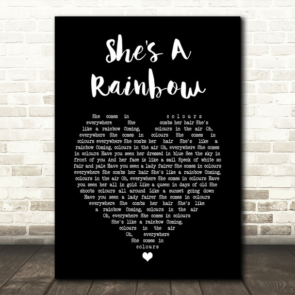 The Rolling Stones She's A Rainbow Black Heart Song Lyric Art Print