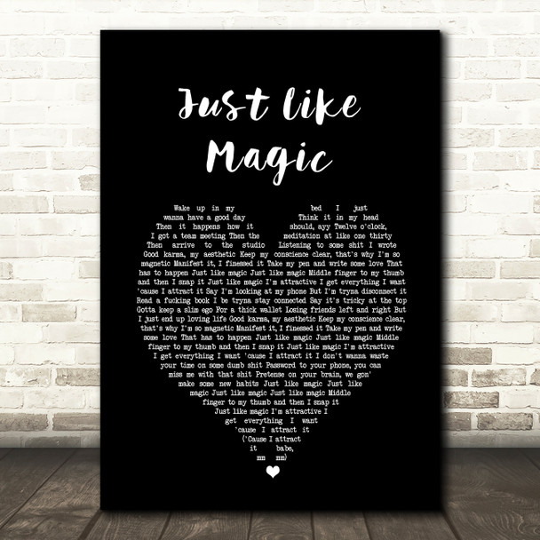Ariana Grande just like magic Black Heart Song Lyric Art Print