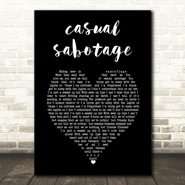 Yungblud casual sabotage Black Heart Song Lyric Art Print