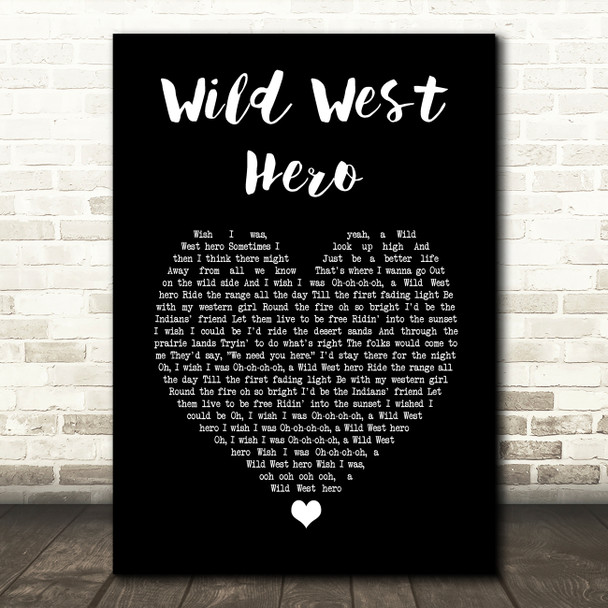 Electric Light Orchestra Wild West Hero Black Heart Song Lyric Art Print