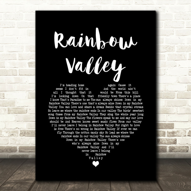 The Love Affair Rainbow Valley Black Heart Song Lyric Art Print